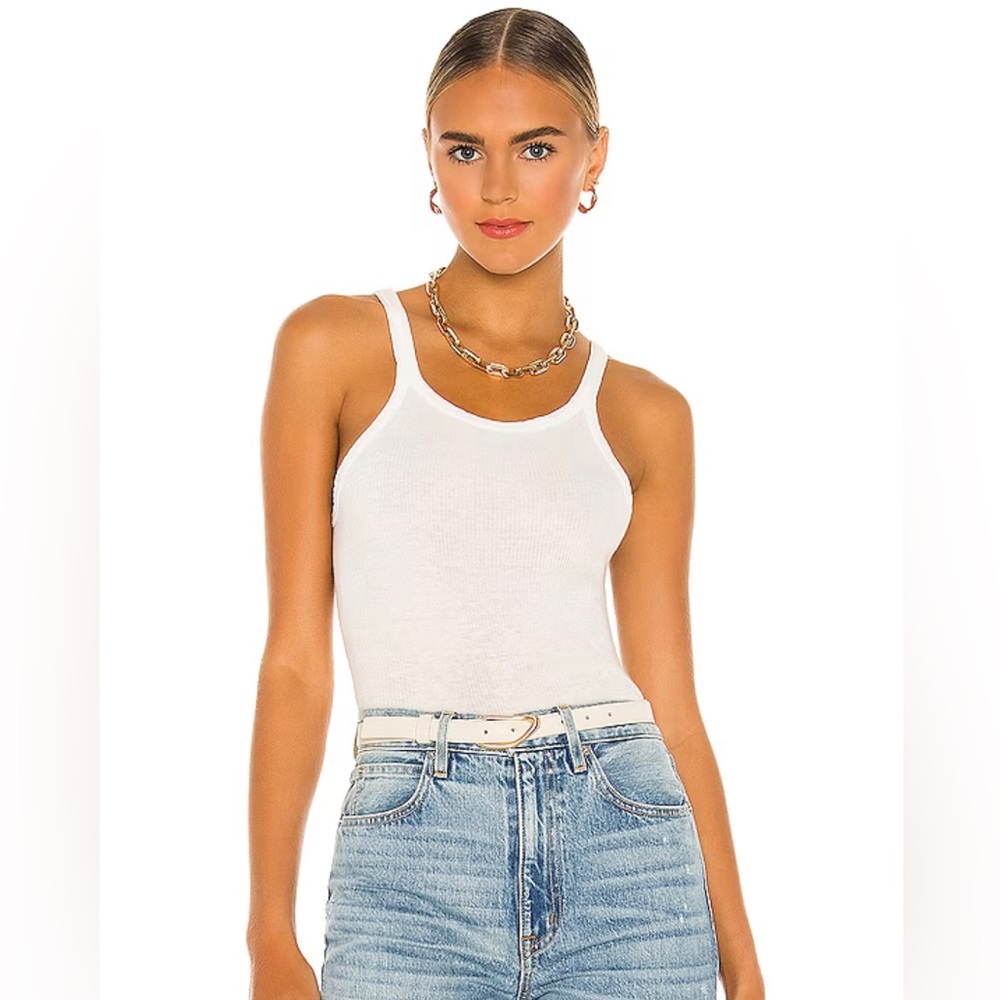 Re/done x Hanes ribbed tank bodysuit in White Sz MED. ✨NWT✨ Retail: $125